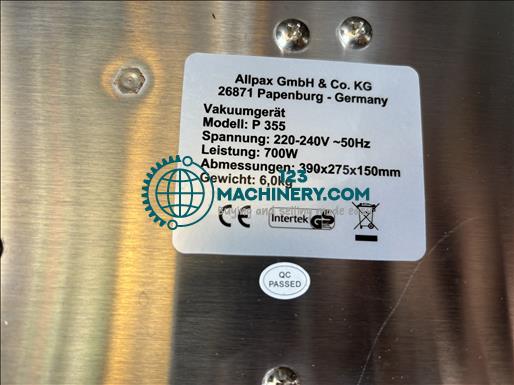 Toon advertentie Allpax P355 Vacuum sealer