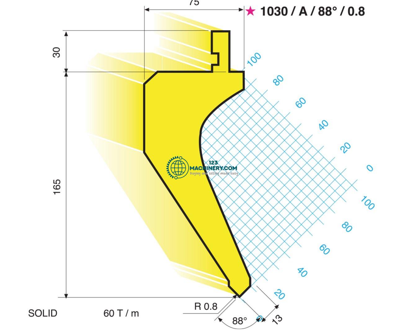 Mostrar anuncio Bending tool EURAM upper tool 1030/A/88°/0,8 devid