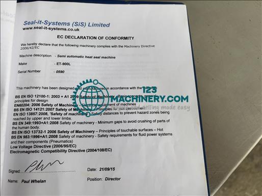 Toon advertentie Seal It Systems ET900L Semi automatic heat seal ma
