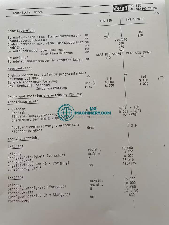 TRAUB TNS 65 D / 5 - Achs CNC Drehmaschine