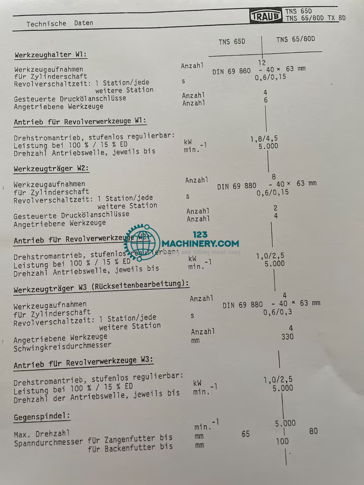 TRAUB TNS 65 D / 5 - Achs CNC Drehmaschine