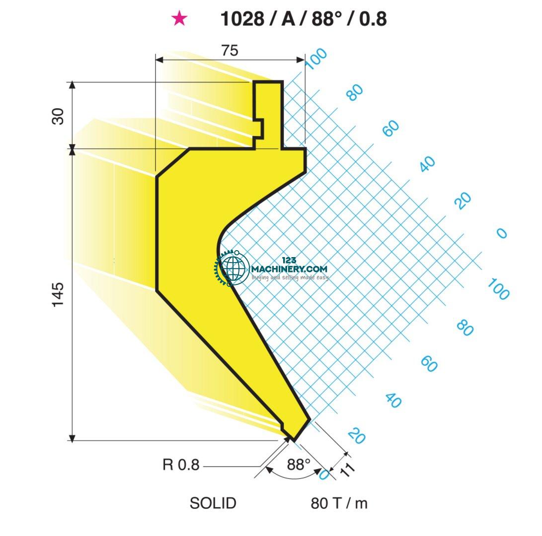 Bending tool EURAM upper tool 1030/A/88°/0,8