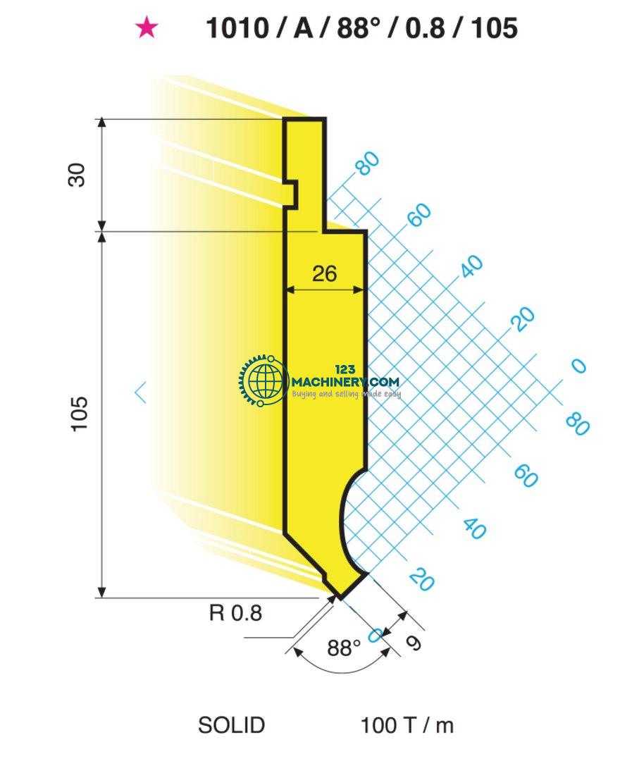 Bending tool EURAM upper tool 1010/A/0,8/88°/105