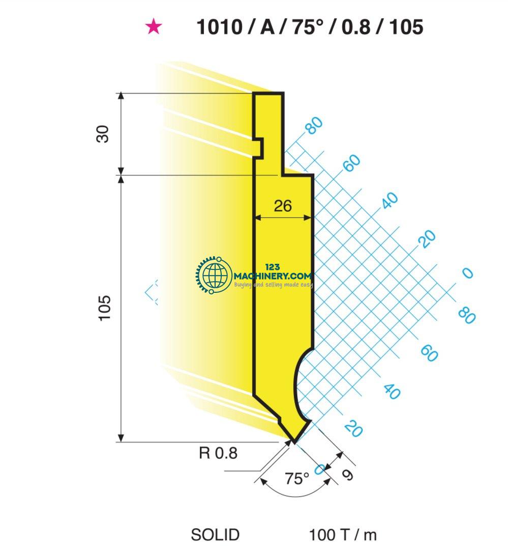 Mostrar anuncio Bending tool EURAM upper tool 1010/A/75°/0,8/105 d